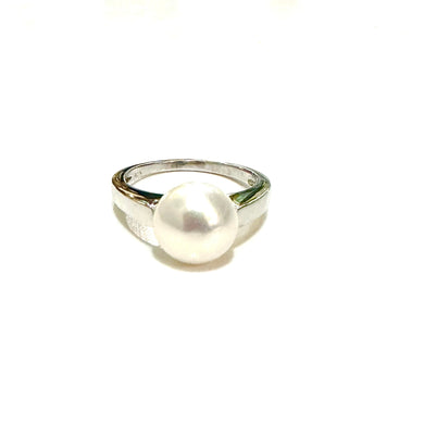 Sterling Silver Modernist Freshwater Pearl Solitaire Ring