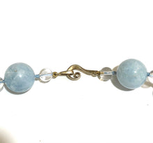 Aquamarine and Rock Crystal Beaded Necklace with Sterling Silver Clasp