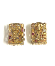 Sterling Silver Gold Plate Multi Coloured Sapphire Earrings
