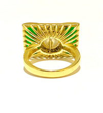 9ct Yellow Gold Diamond Jadeite Pearl Ring