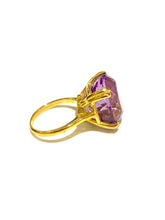 9ct Yellow Gold Faceted Claw Set Amethyst Ring