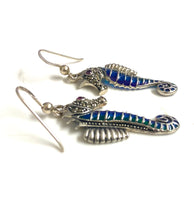 Sterling Silver and Enamel Seahorse Earrings