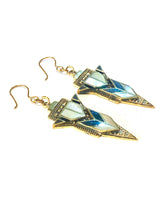 Brass Mother of Pearl and Black Enamel Earrings