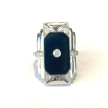 9ct White Gold Onyx and Diamond Ring