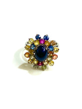 Sterling Silver Star Sapphire and Multi-Coloured Sapphire Ring