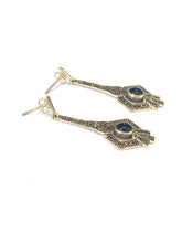Sterling Silver Onyx and Marcasite Art Deco Inspired Earrings