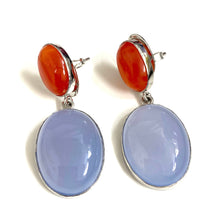 Sterling Silver Chalcedony and Carnelian Earrings