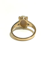 9ct Yellow Gold 1.8ct Solid Semi Black Opal and Diamond Ring