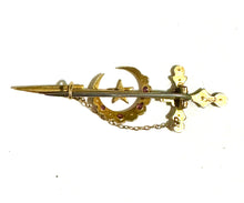 9ct Gold Antique Ruby and Sea Pearl Victorian Pin