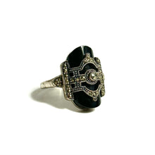 Sterling Silver Marcasite and Black Onyx Ring