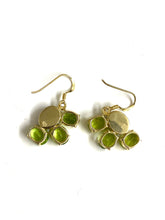 Sterling Silver Gold Plate Peridot and Australian Opal Earrings