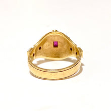 18ct Yellow Gold Ruby and Diamond Etruscan Style Ring