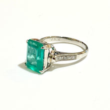 Platinum Set Emerald and Diamond Ring
