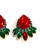 Red and Green Clip On Earrings
