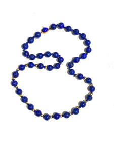 14ct Yellow Gold Lapis Lazuli Beaded Necklace