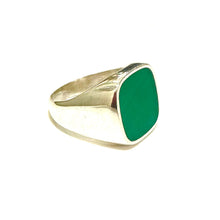 Sterling Silver Green Onyx Men's Signet Ring