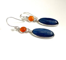 Sterling Silver Kyanite and Carnelian Earrings