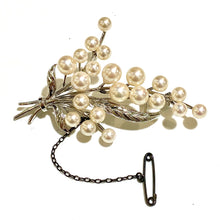 Vintage Sterling Silver Akoya Cultured Pearl Brooch