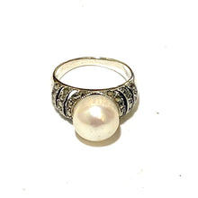 Sterling Silver Marcasite and Freshwater Pearl Ring