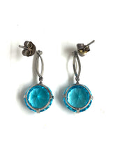 9ct Gold Round Blue Zircon Earrings