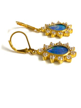 White Sapphire and Australian Opal Earrings