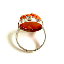 9ct White Gold Carved Coral Ring Flower Dress Ring