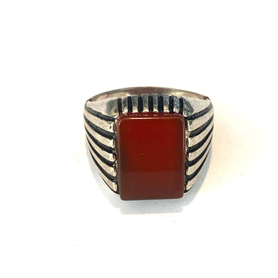 Square Carnelian and Sterling Silver Ring