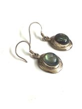 Labradorite Earrings in Wide Sterling Silver Setting