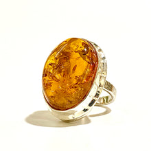 Sterling Silver Oval Baltic Amber Ring