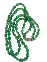 Natural Emerald Two-Strand Beaded Necklace with White Gold Clasp