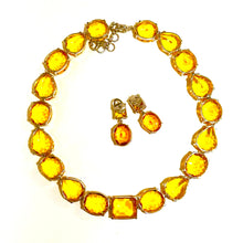 Sterling Silver Yellow Crystal Citrine Coloured Necklace and Earrings