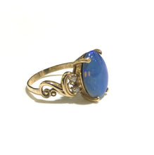 9ct Yellow Gold 2.30ct Solid Black Opal and Diamond Ring