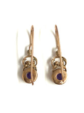 9ct Gold Round Amethyst Drop Earrings