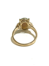 9ct Yellow Gold Pear Shaped 2.20ct Solid Semi Black Opal and Diamond Ring