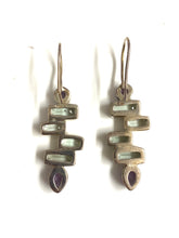 Sterling Silver Amethyst and Green Citrine Earrings