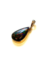 9ct Gold Large Teardrop Black Opal Pendant