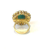 Sterling Silver Gold Plate Emerald and Polki Diamond Ring