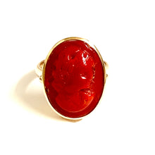 9ct Yellow Gold Art Nouveau Momo Coral Cameo Ring