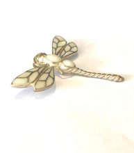 White Enamel Dragonfly Brooch