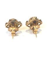 Antique 9ct Gold Solid Opal Stud  Earrings