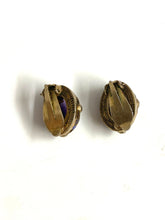 Sterling Silver Gold Plate Amethyst Clip On Earrings