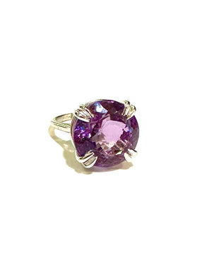 9ct White Gold Faceted Amethyst Ring