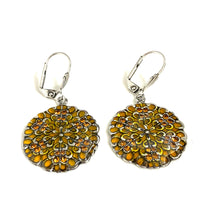 Sterling Silver Yellow Enamel Round Earrings