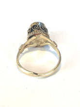 Engraved Sterling Silver Turquoise Ring