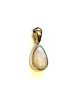 9ct Gold Semi Black Tear Drop Australian Opal Pendant