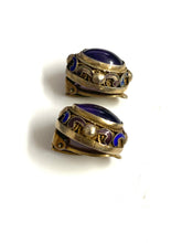 Sterling Silver Gold Plate Amethyst Clip On Earrings