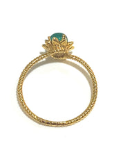 Green Onyx, Enamel and Brass Gold Plate Ring