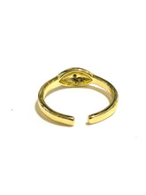 Blue Enamel and Brass Evil Eye Ring