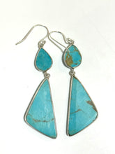 Sterling Silver Turquoise Kite Shape Drop Earrings