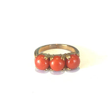 9ct Gold Coral Bridge Ring